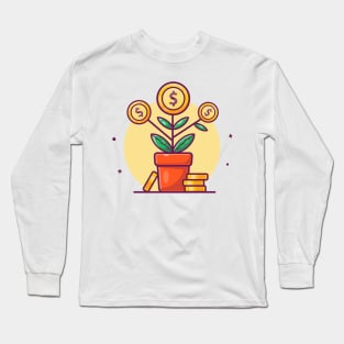 Money plant with stock of coin cartoon Long Sleeve T-Shirt